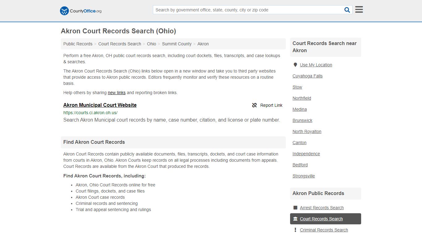 Court Records Search - Akron, OH (Adoptions, Criminal, Child Support ...
